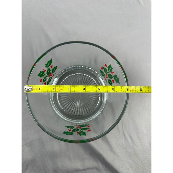 Vintage Indiana Glass Christmas Holly Berry Glass Bowl Holiday Serving Dish - Picture 5 of 7